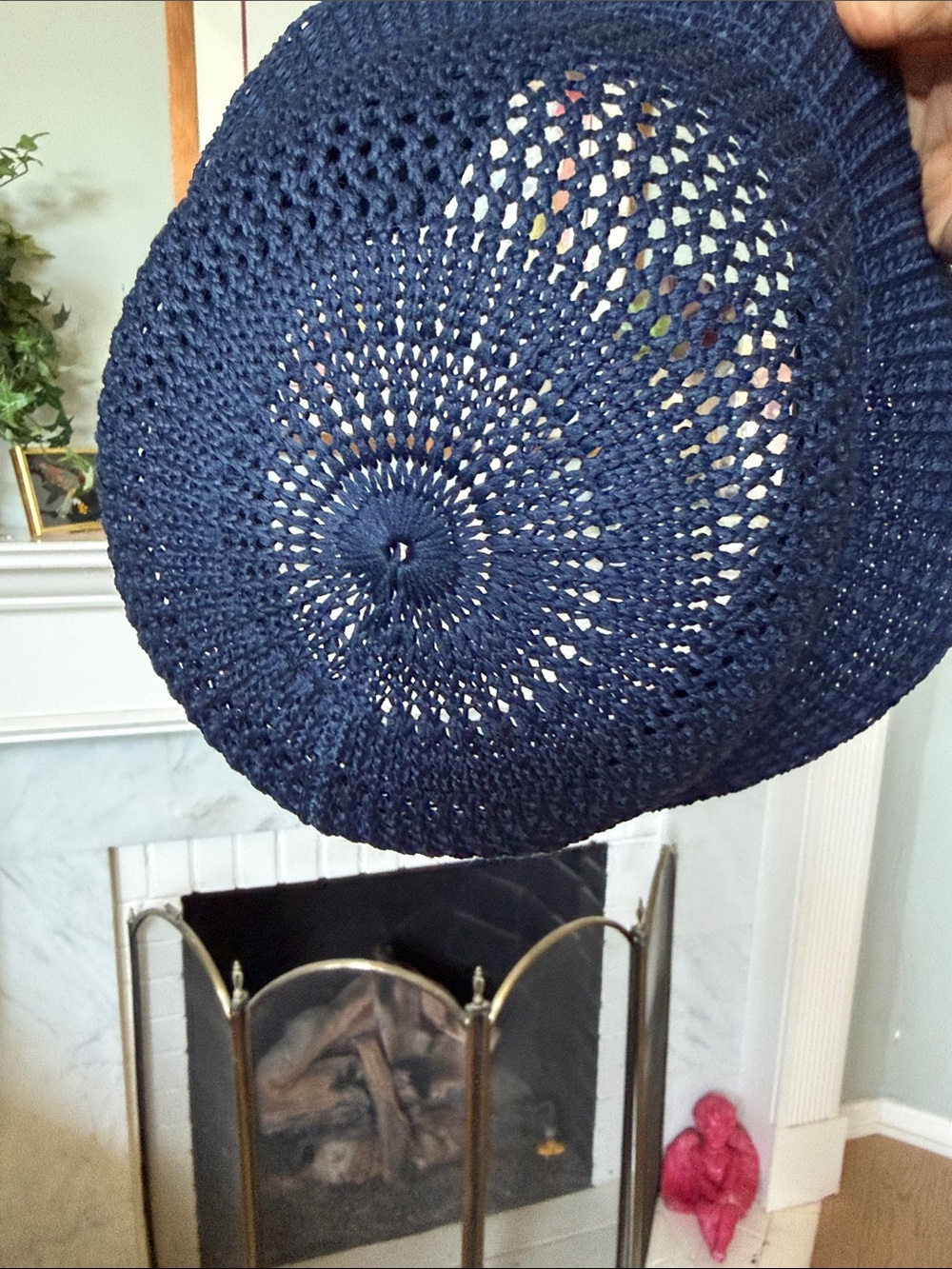 Woven Wide-Brim Summer Sun Hat - Navy Blue - Picture 2 of 4